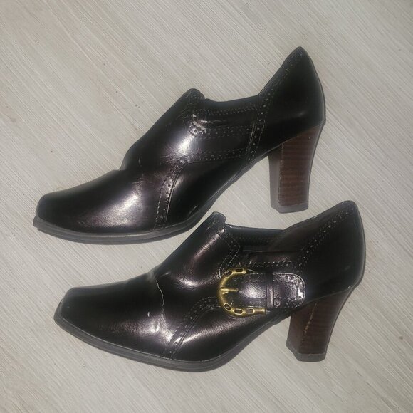 Etienne Aigner Black‎ Leather Ankle Boots Size 7.5 classic bohemian retro black - Picture 7 of 9